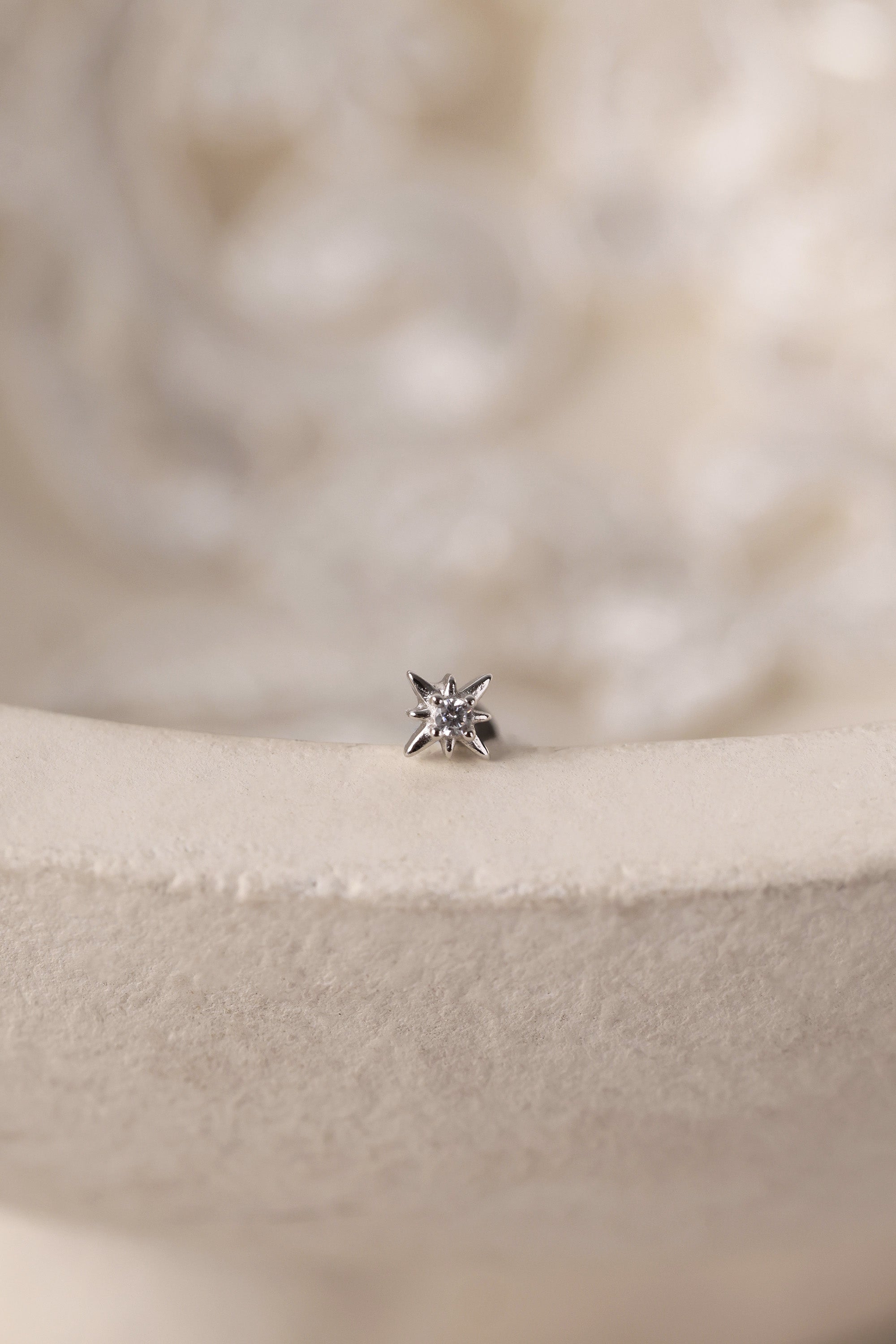 Mini Astra 16G Screw Flat Back Helix Stud Earring silver- 1 piece