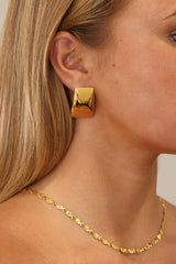 Gold geometric stainless steel stud earrings