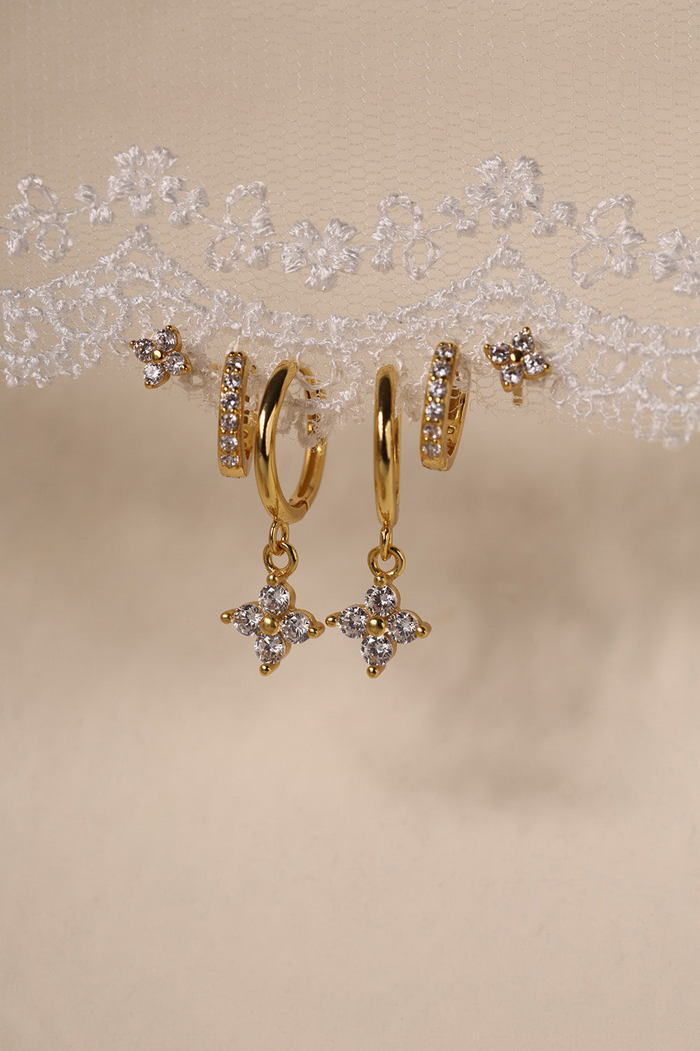 4 Clover Dangle Earrings GOLD