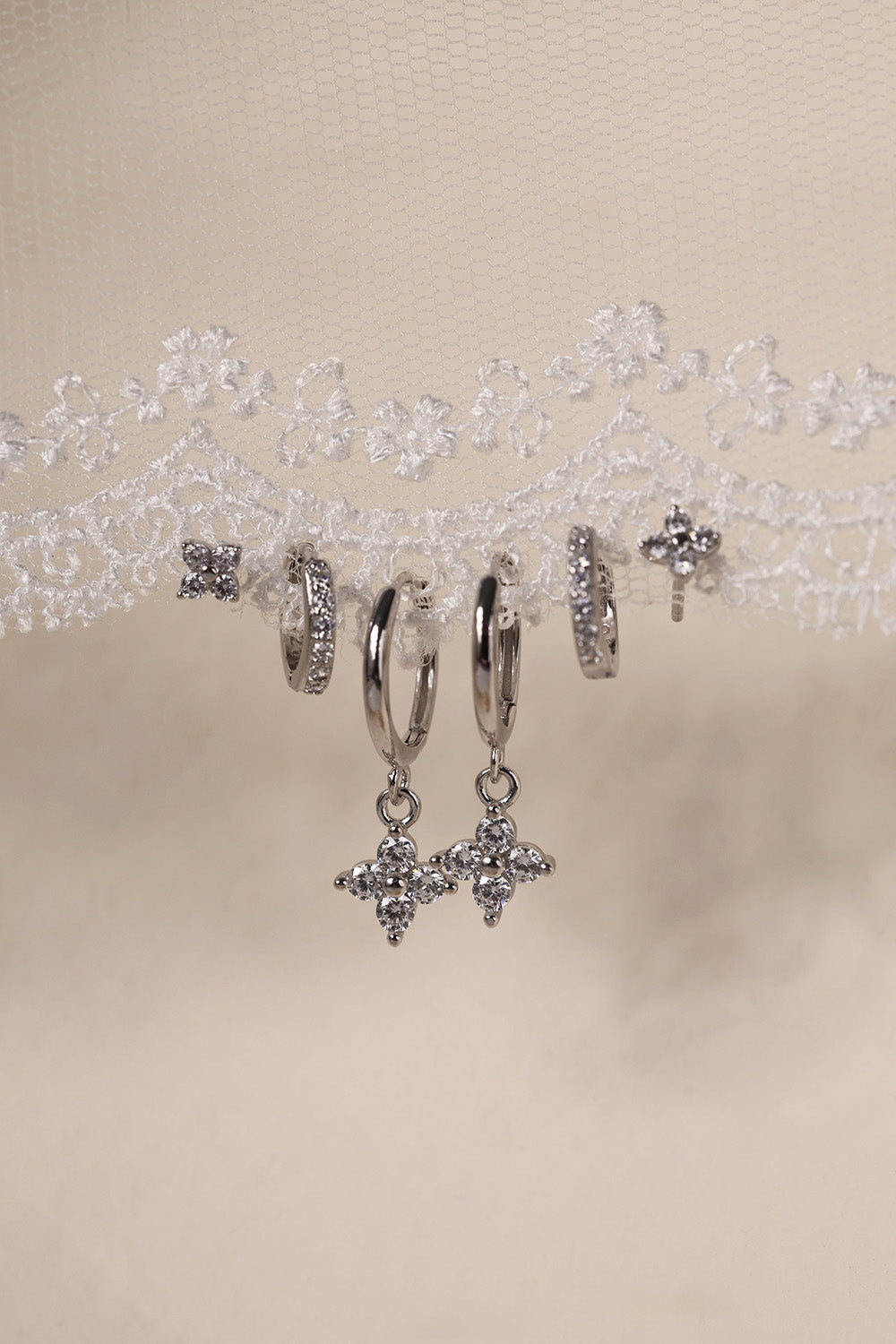 4 Clover Dangle Earrings SILVER