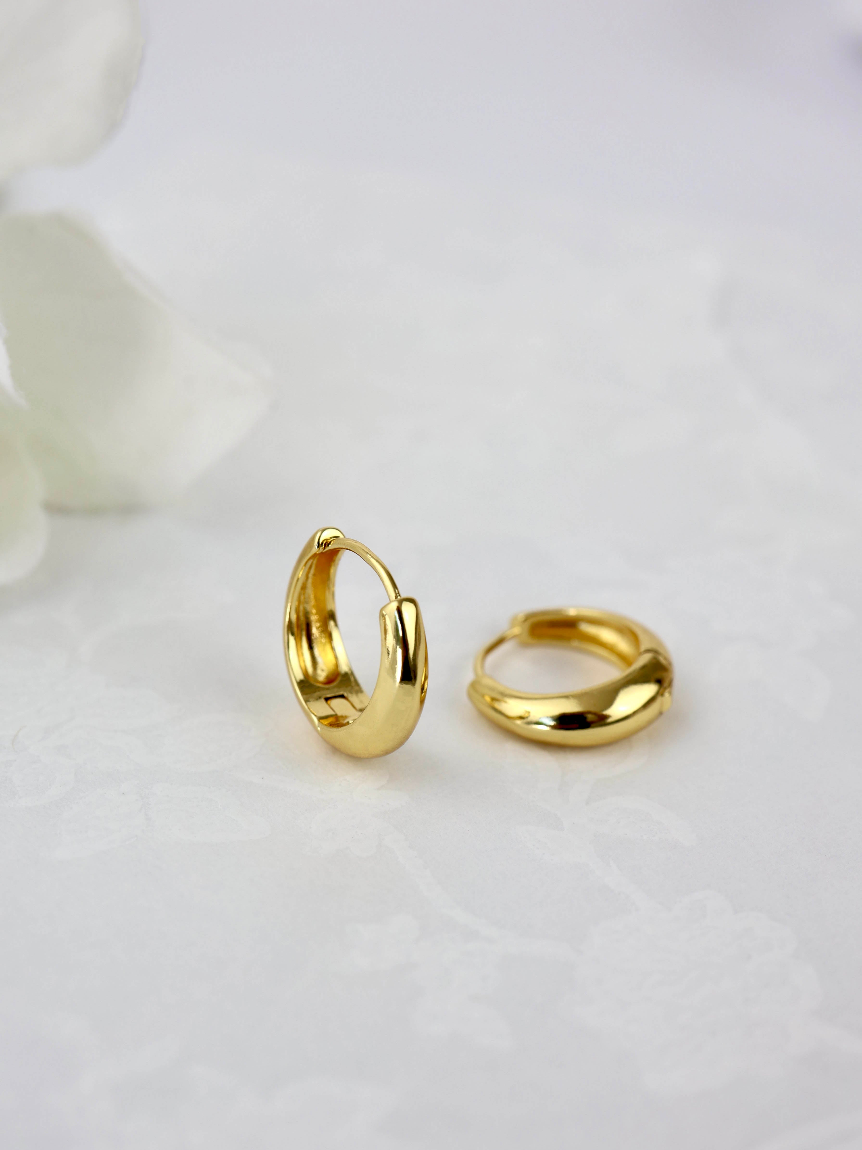 Primrose Flower Stacking Earrings- Gold A. Small Gold Hoop