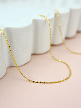 Dainty Gold Chain Necklace - Sterling Silver Snake, Wave, Box, Twist, Basic Chain 40cm, 45cm B. starry chain