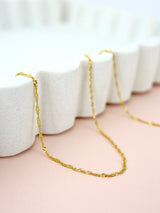 Dainty Gold Chain Necklace - Sterling Silver Snake, Wave, Box, Twist, Basic Chain 40cm, 45cm F. wave chain