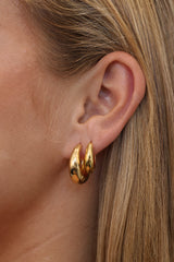 Lucy Teardrop Thick Gold Hoops 17mm 20mm