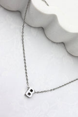Pari Custom Stainless Steel A-Z Letter Pendant Necklace SILVER