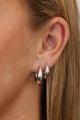 Lucy Teardrop Thick Silver Hoops 17mm 20mm