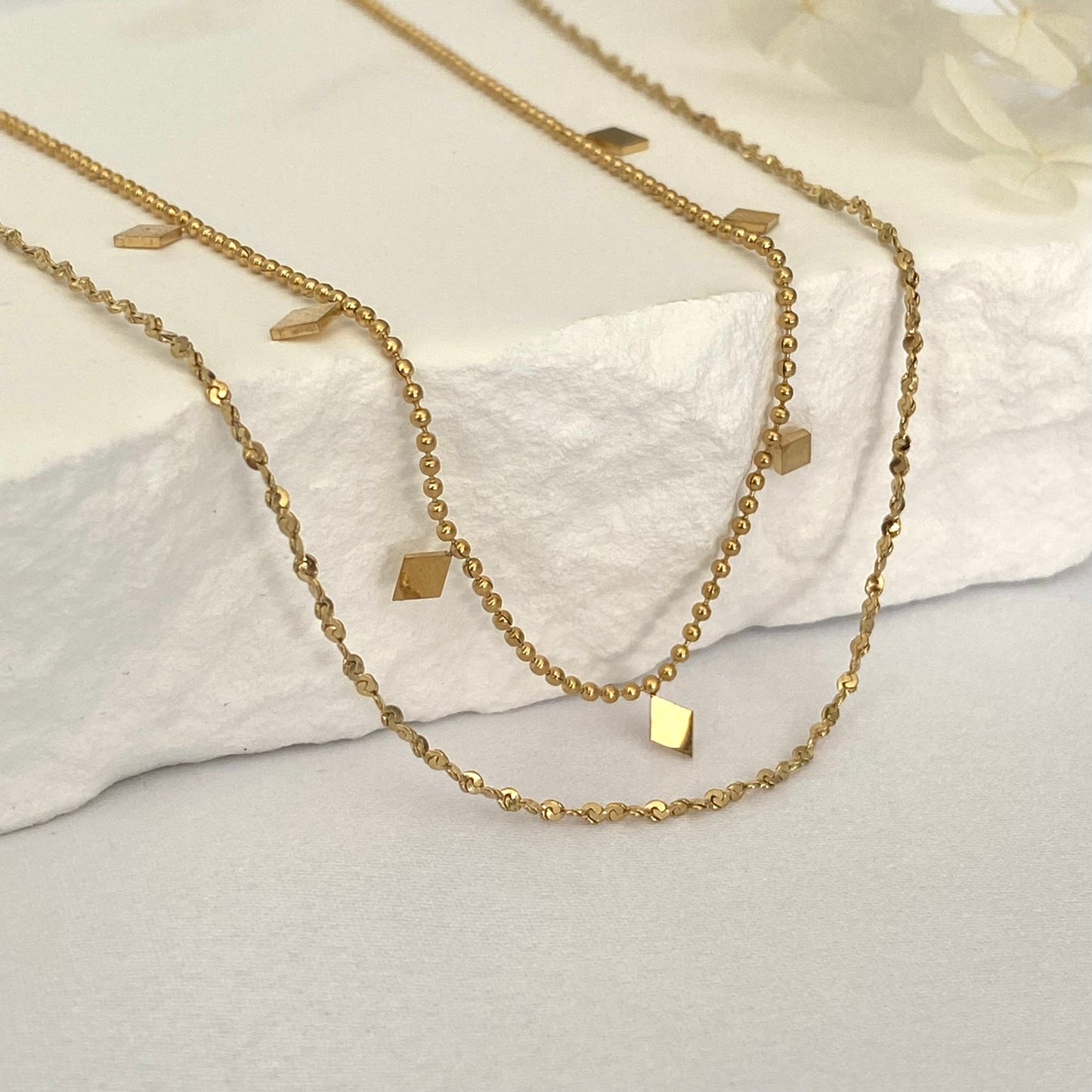 Stainless Steel Double Layered Gold Necklace Minimalist
