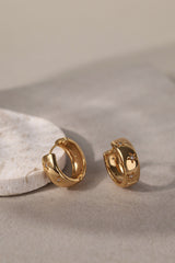 Wide Band Star Gold Hoop Earrings