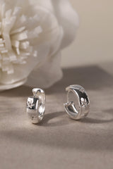 Wide Band Star Silver Hoop Earrings