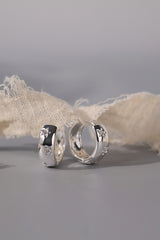 Wide Band Star Silver Hoop Earrings
