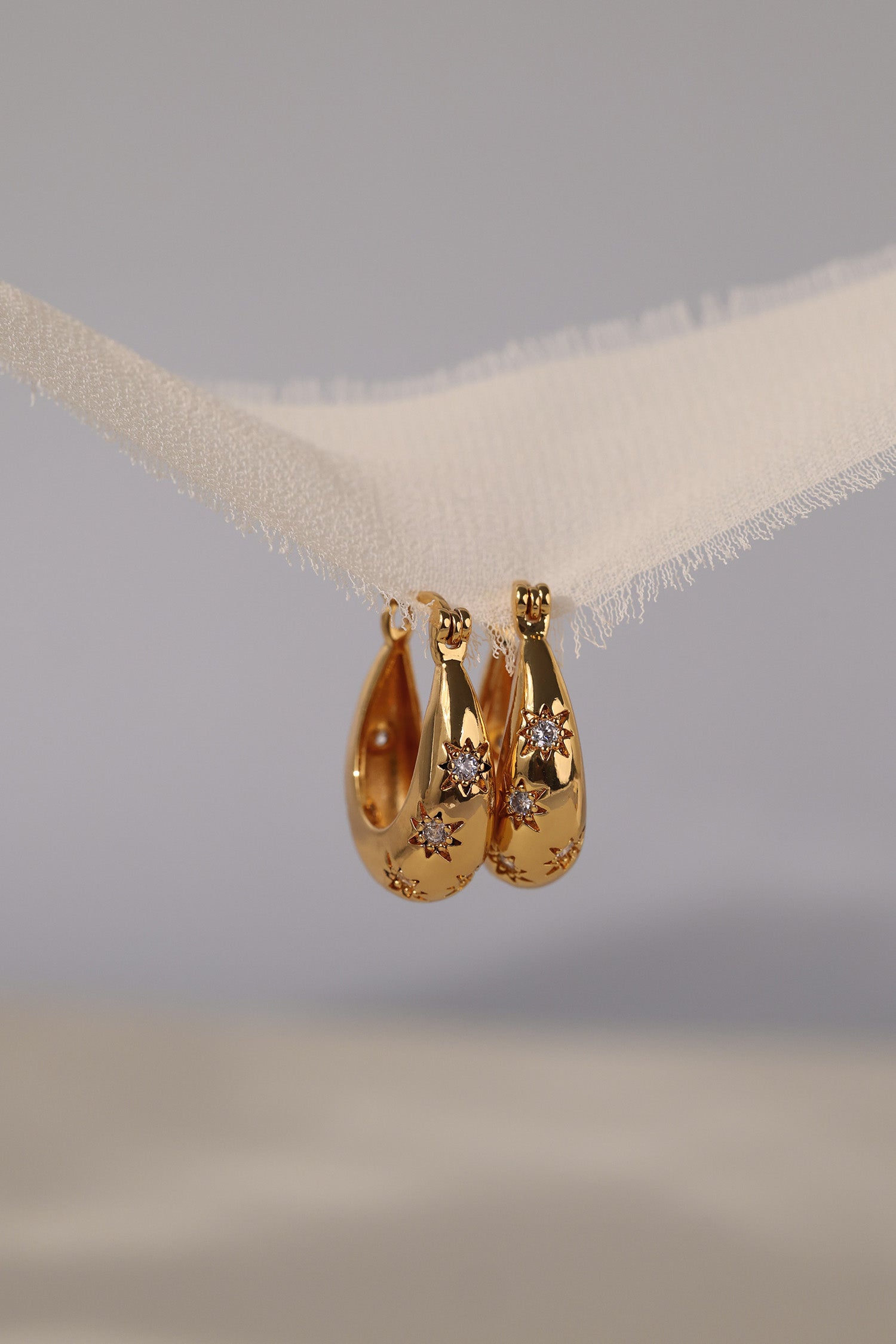 Gabi Starburst Waterdrop Gold Hoop Earrings