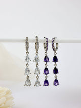 3 Teardrop Dangle Silver Earrings