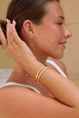 Alvina Stainless Steel Pave Hoop Earrings GOLD