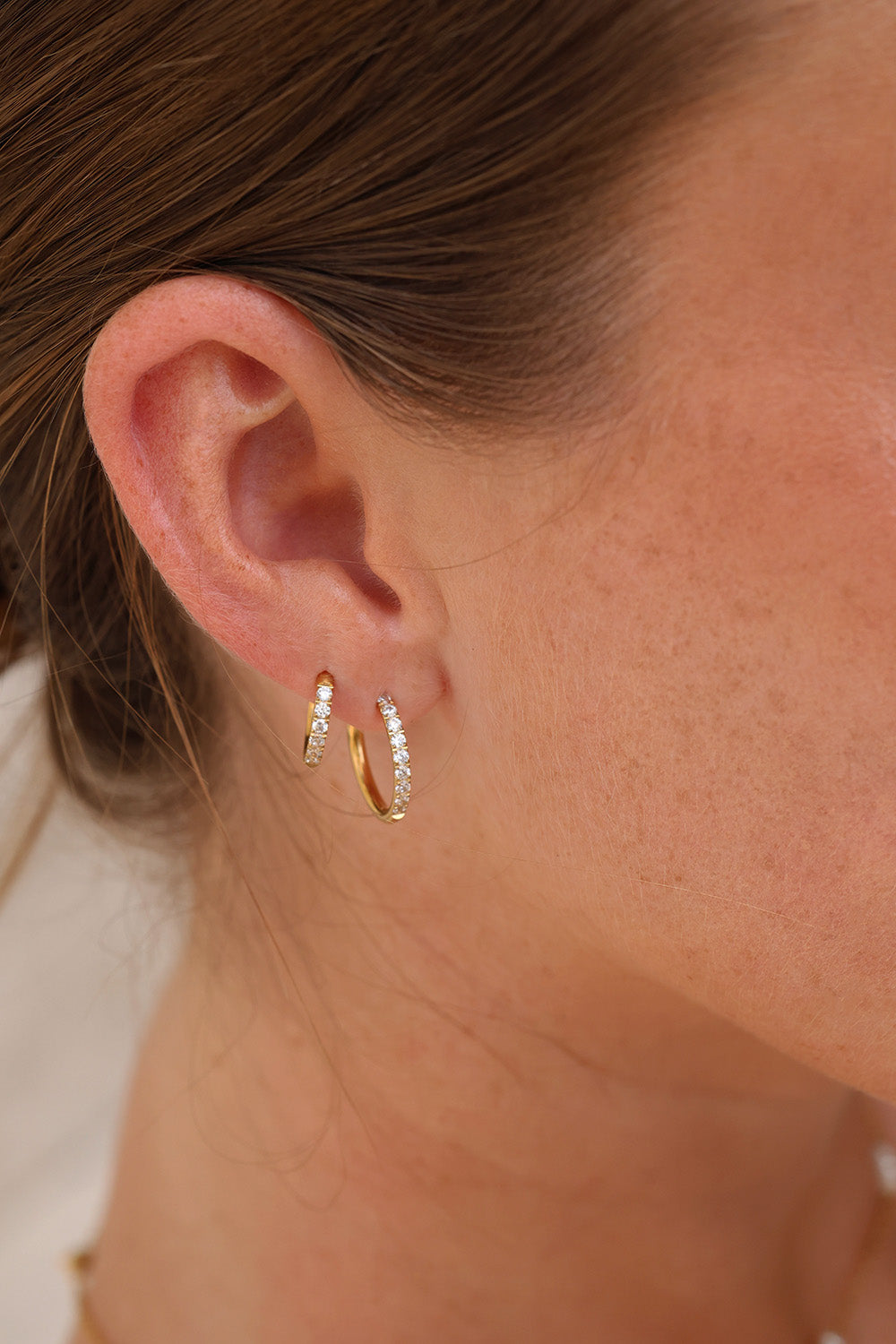 Alvina Stainless Steel Pave Hoop Earrings GOLD