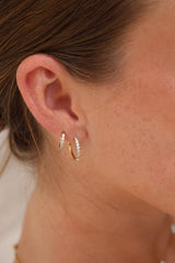 Alvina Stainless Steel Pave Hoop Earrings GOLD