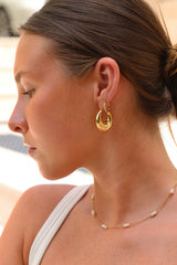 Chunky Gold Oval Hoop Earrings Pointy