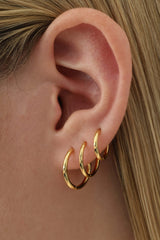 Isla Basic Gold Hoop Earrings 10mm 12mm 14mm- Sterling Silver