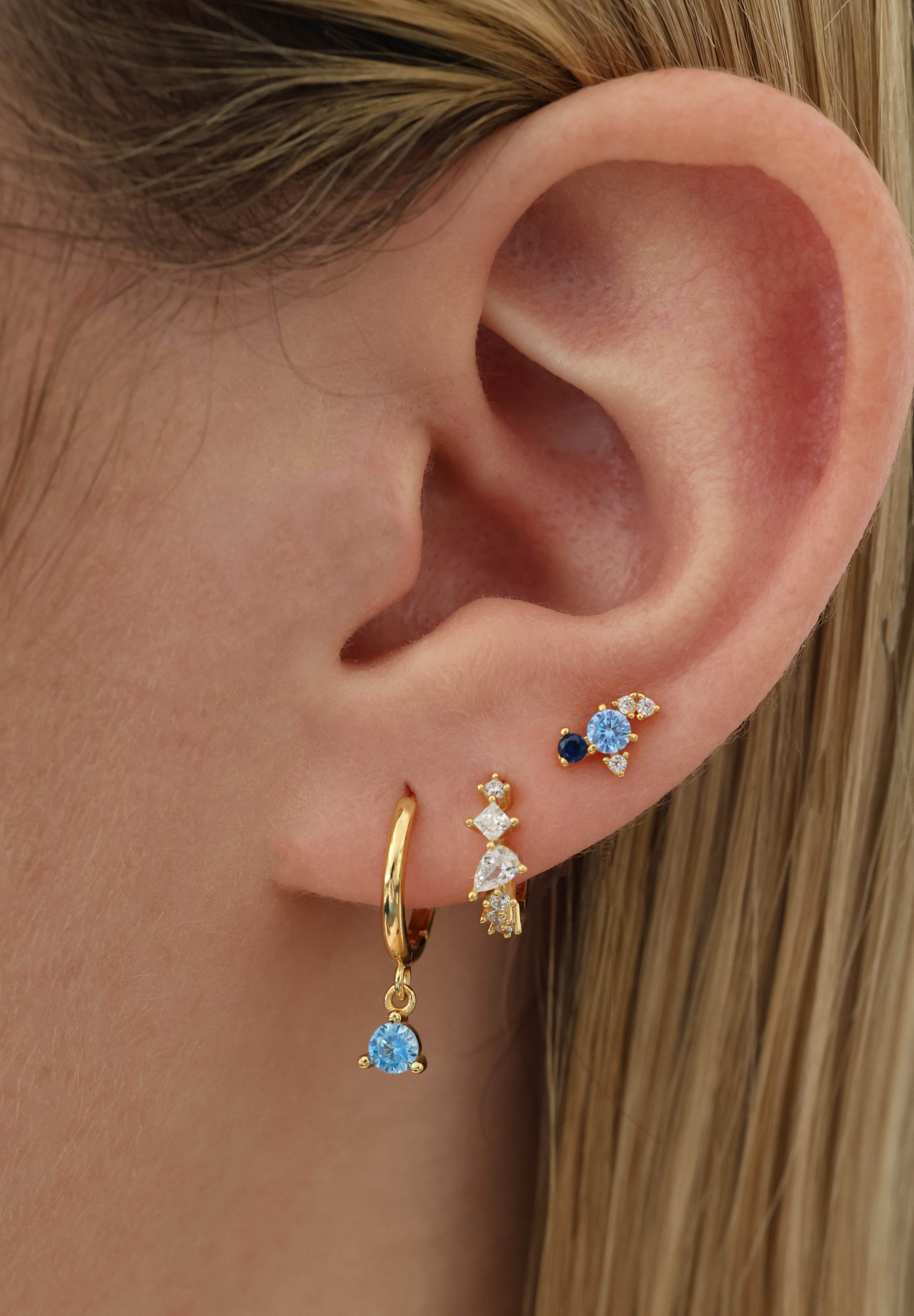 Azure Ear Rings Azure Blue Gold Earrings – Stackable Statement Set – ANETT