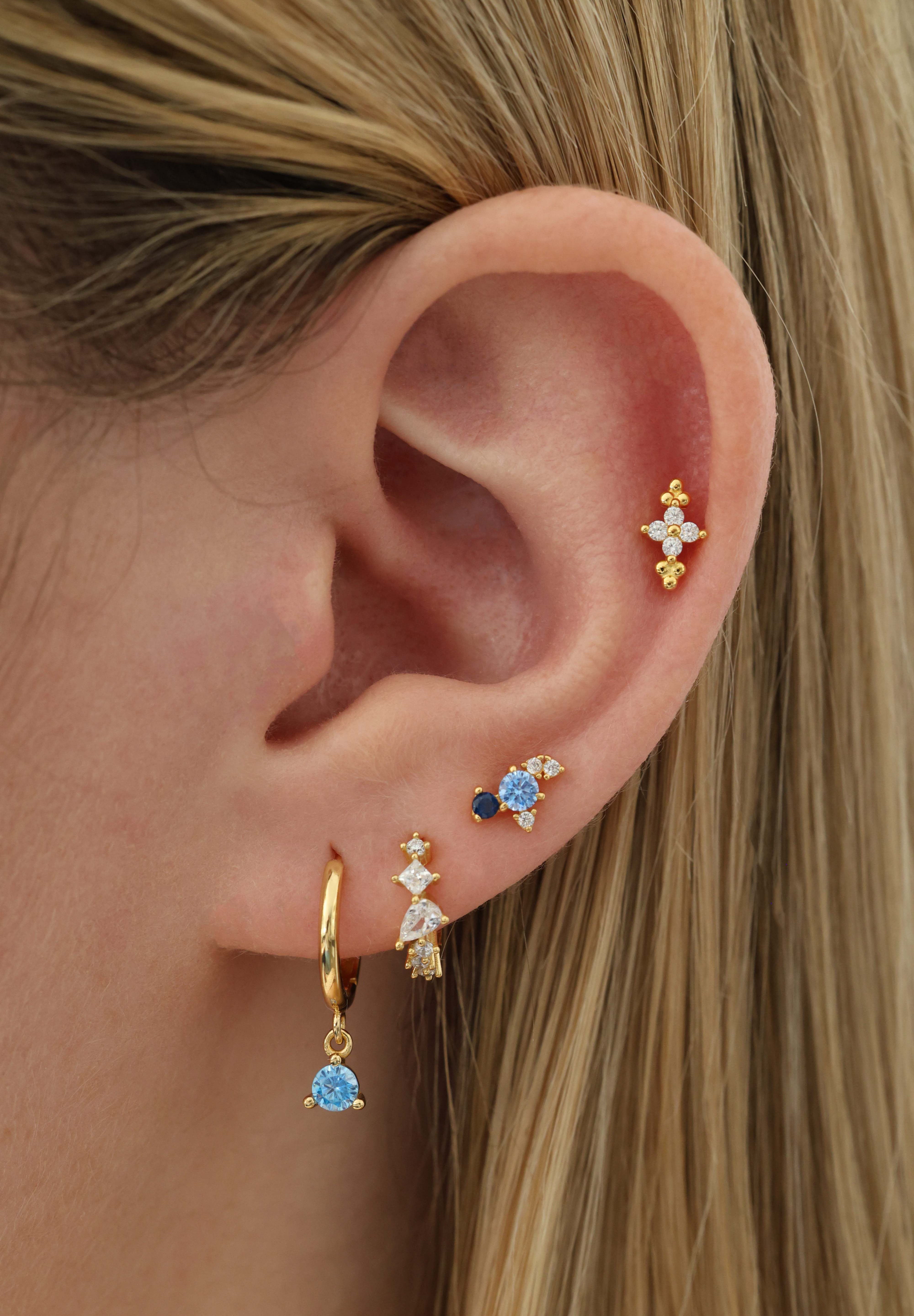Azure Ear Rings Azure Blue Gold Earrings – Stackable Statement Set – ANETT
