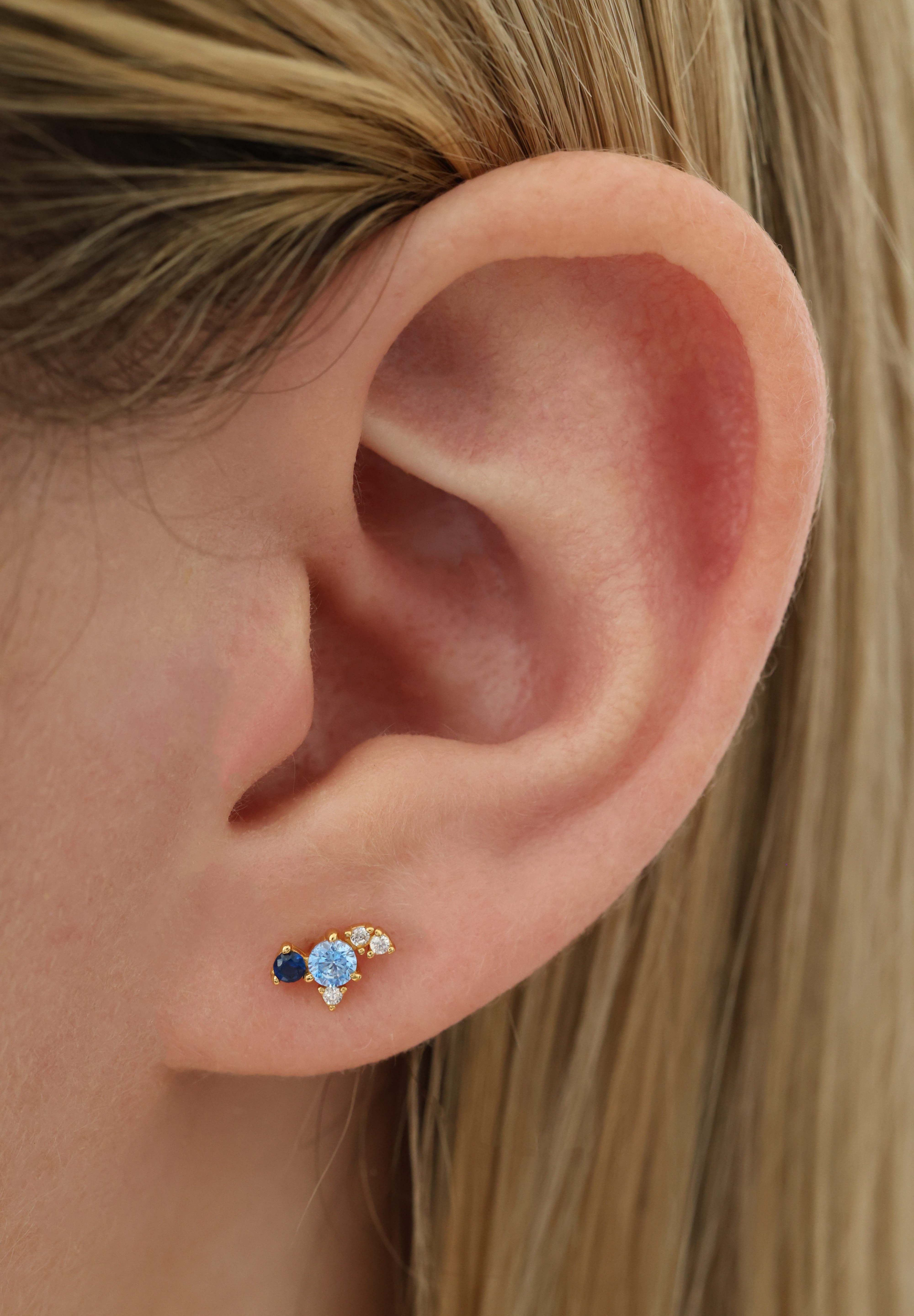 Azure Ear Rings Azure Blue Gold Earrings – Stackable Statement Set – ANETT