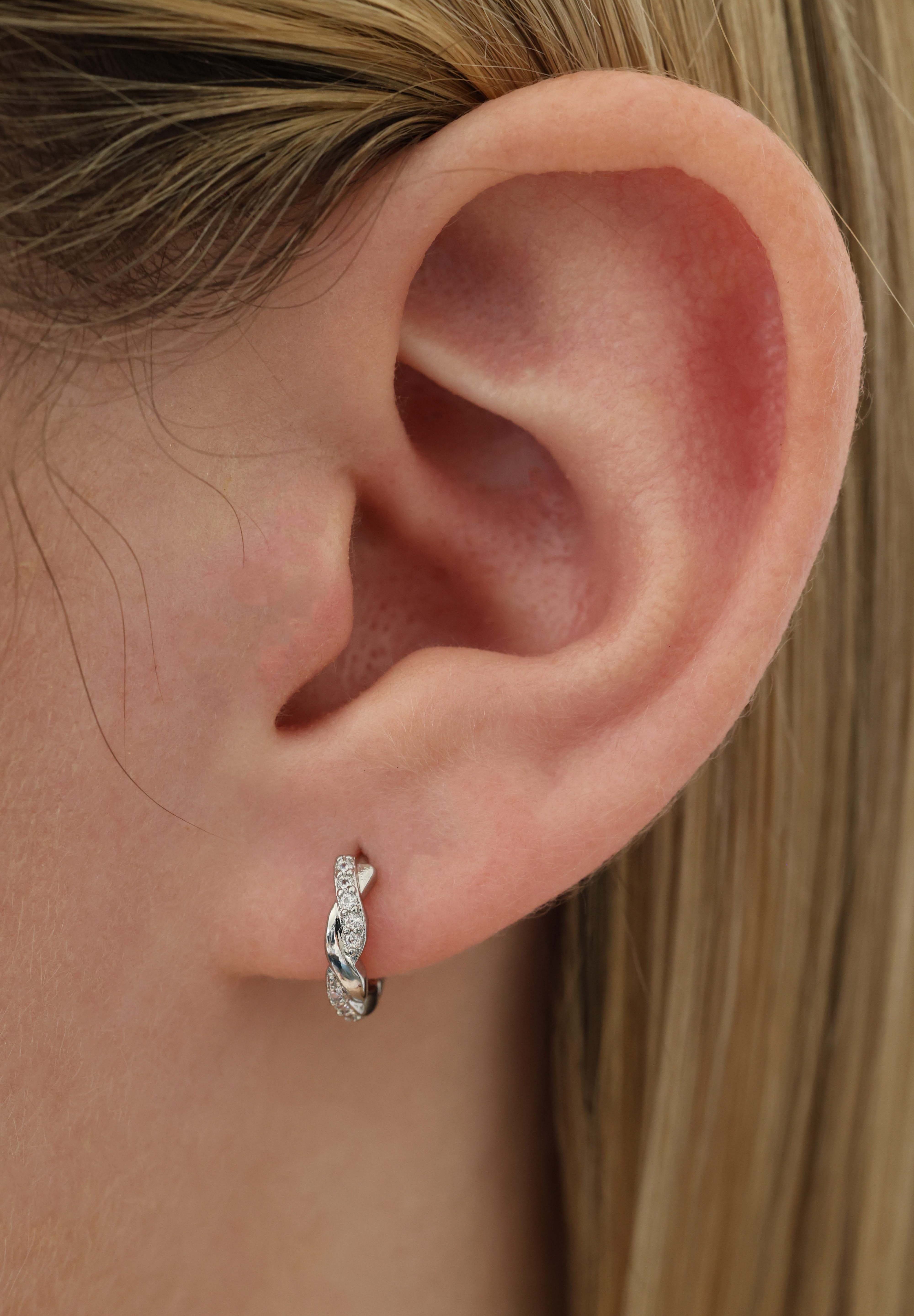 Twisted Vine Silver Huggie Hoop Earrings