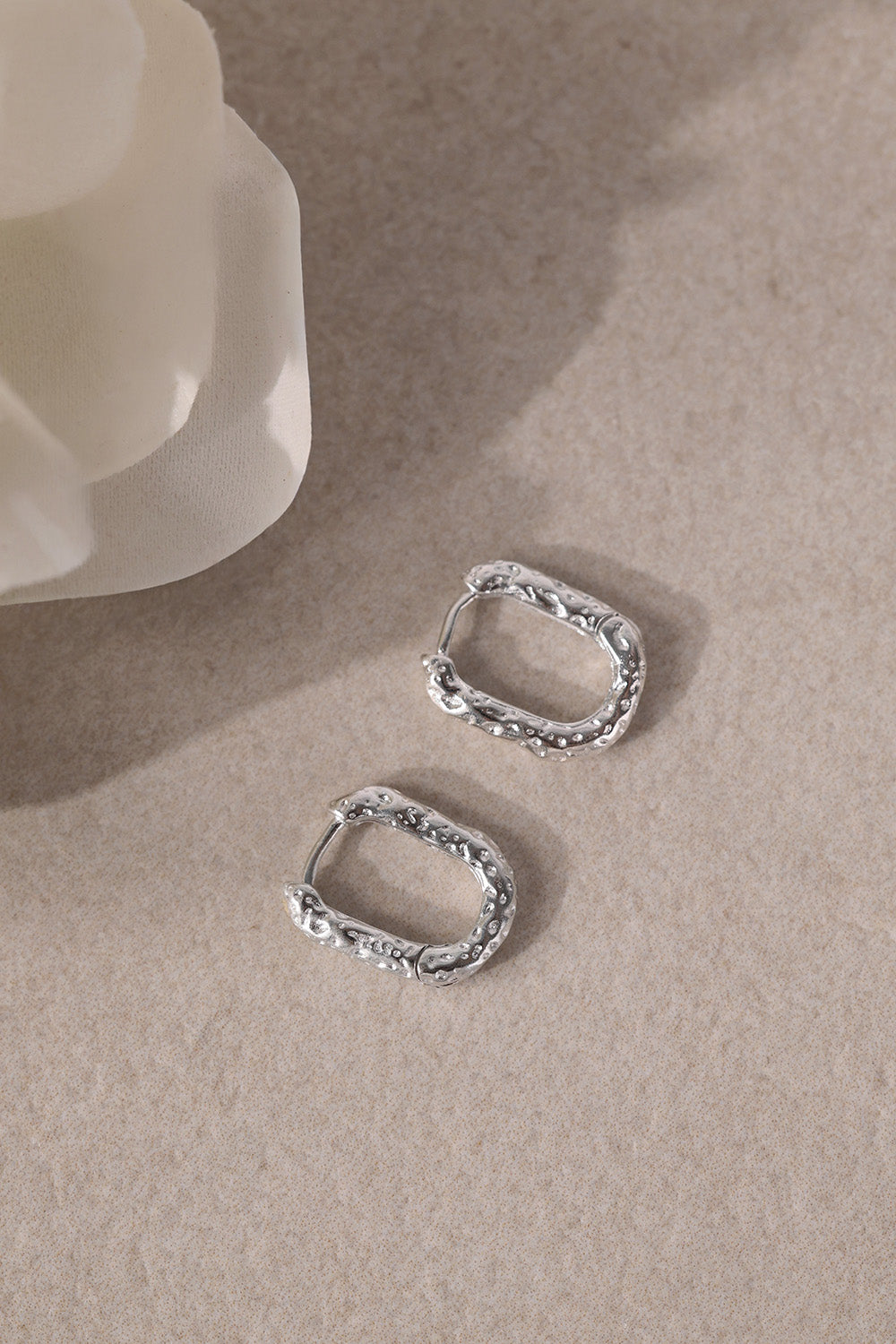 Hammered Rectangle Hoop Earrings