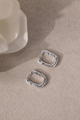 Hammered Rectangle Hoop Earrings