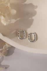 Hammered Rectangle Hoop Earrings
