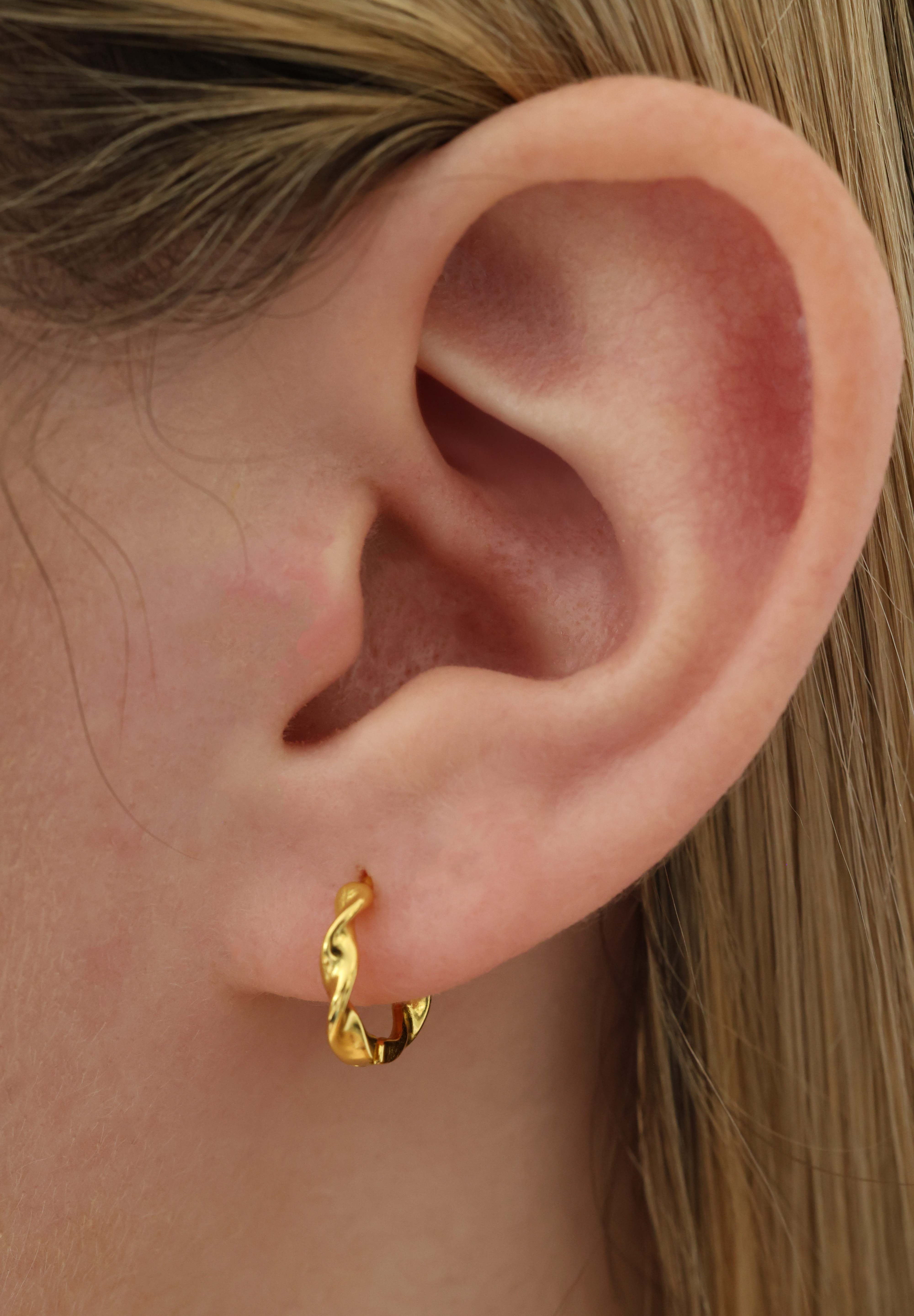 Sterling Silver Twisted Hoops Gold