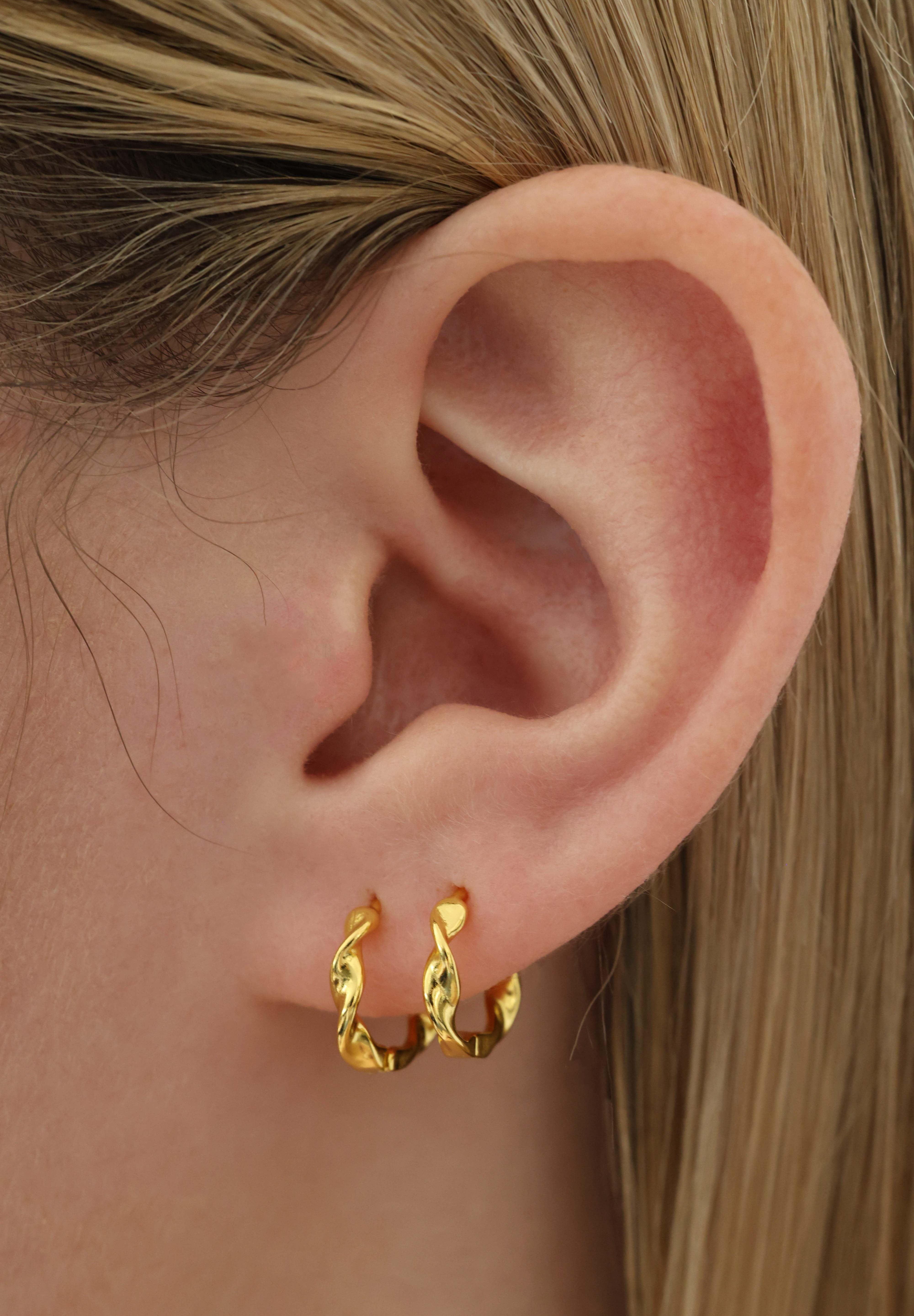 Sterling Silver Twisted Hoops Gold