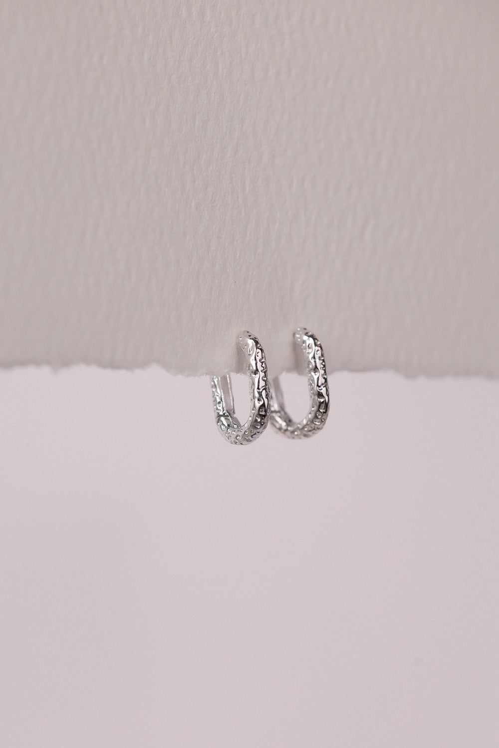 Hammered Rectangle Hoop Earrings