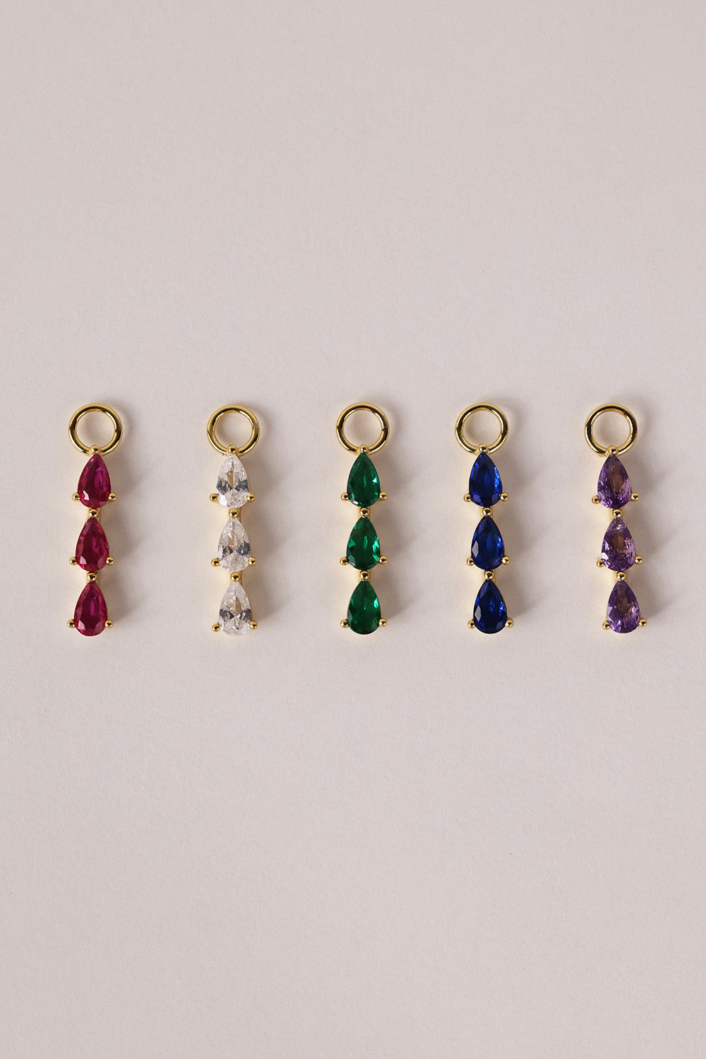 Charm Only- 3 Teardrop Gold- Sterling Silver