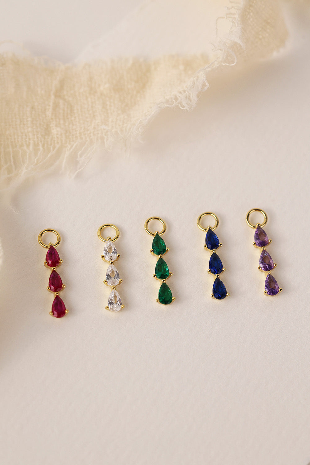 Charm Only- 3 Teardrop Gold- Sterling Silver