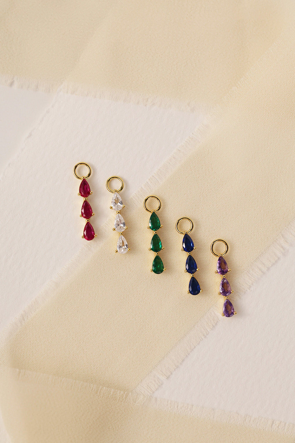 Charm Only- 3 Teardrop Gold- Sterling Silver