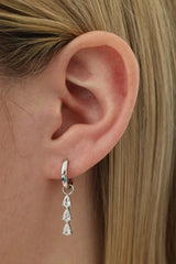 Clear 3 Teardrop Dangle SILVER earring Stacks A. 3 Teardrop Clear