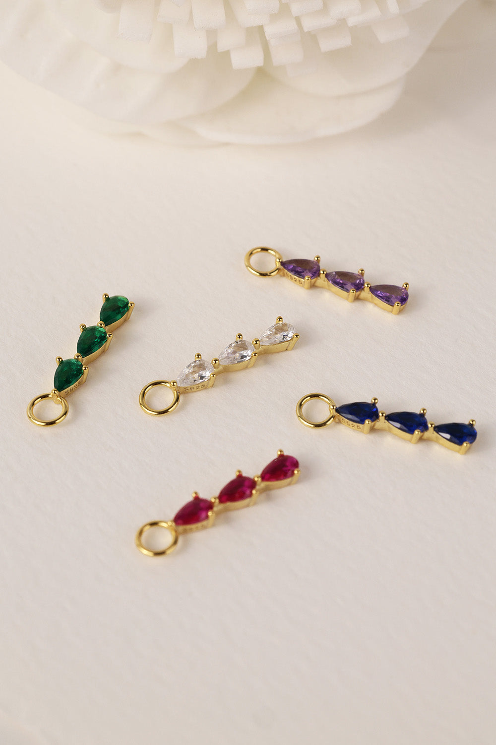 Charm Only- 3 Teardrop Gold- Sterling Silver