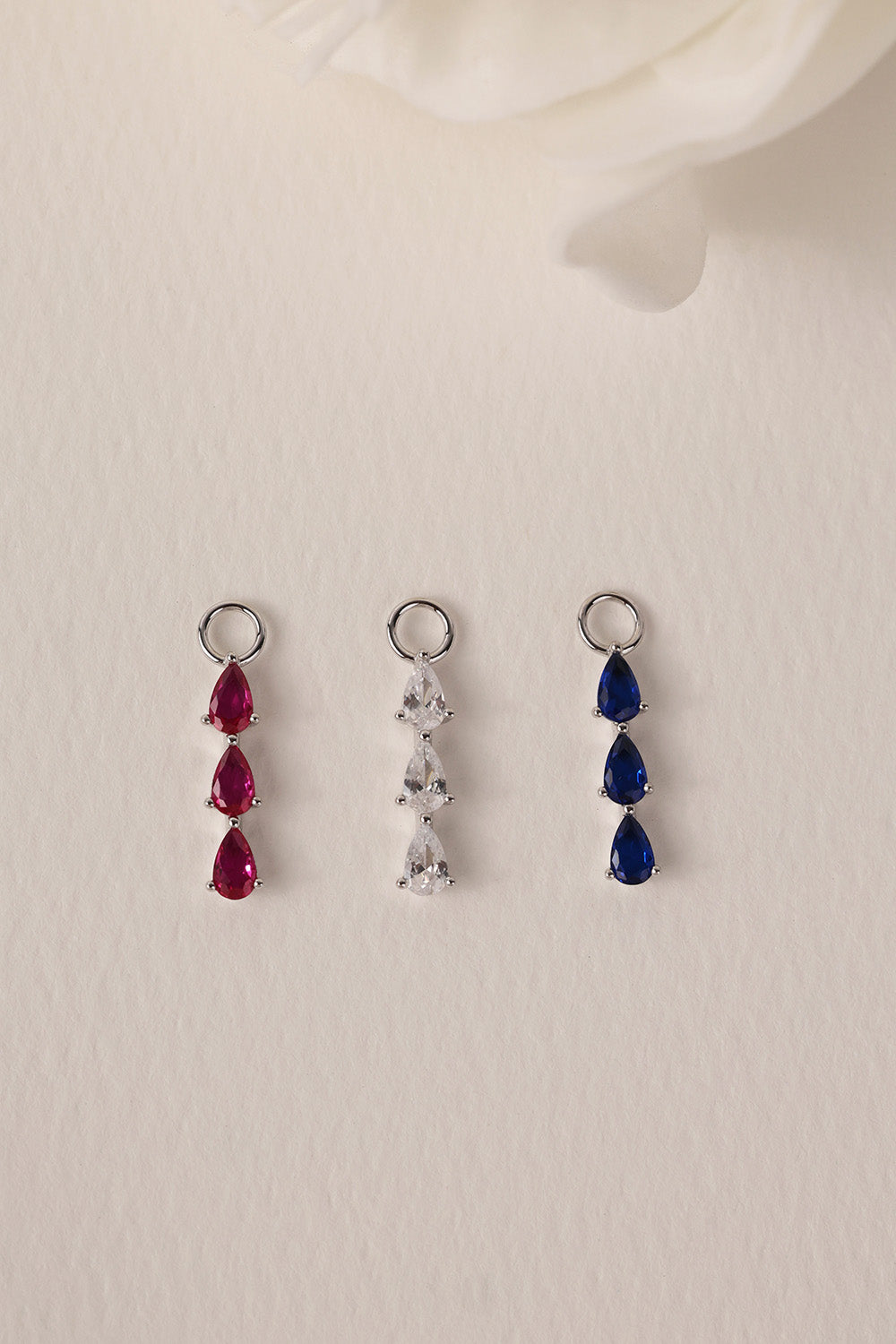 Charm Only- 3 Teardrop Silver- Sterling Silver