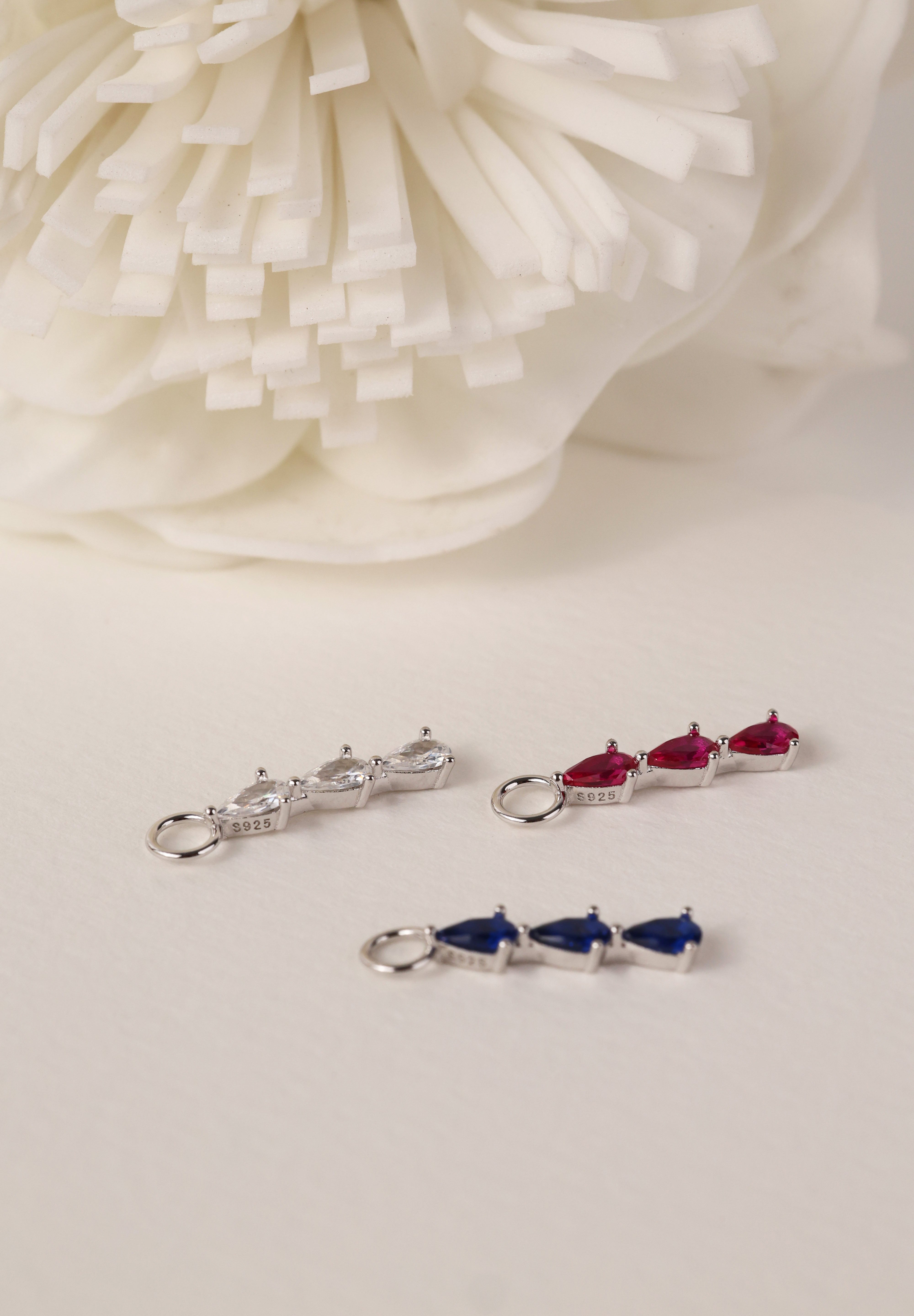 Charm Only- 3 Teardrop Silver- Sterling Silver