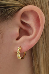 Double Primrose Flower Hoop Stacking Earrings- Gold
