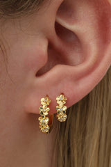 Double Primrose Flower Hoop Stacking Earrings- Gold