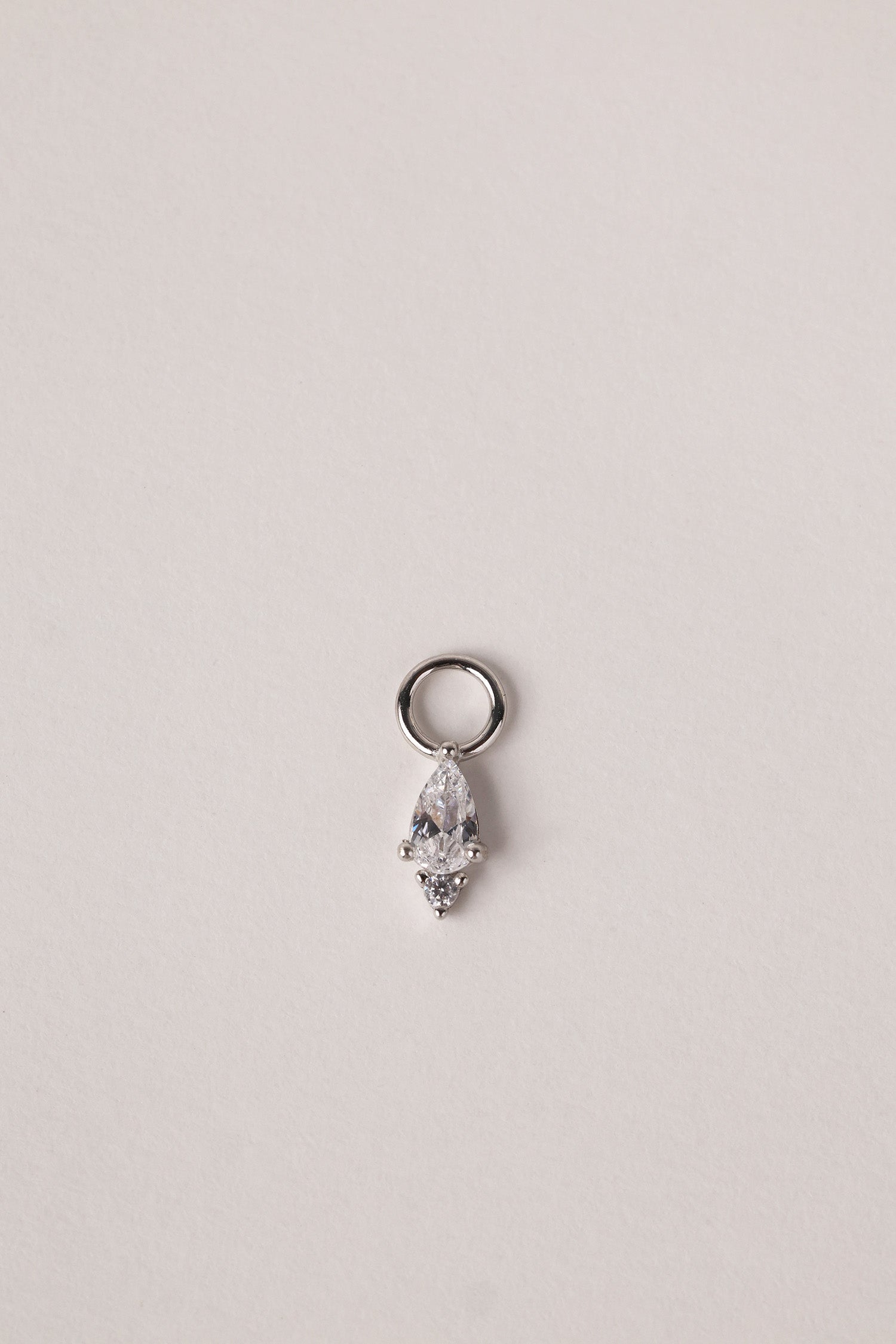 Charm Only- Single Clear Silver- Sterling Silver