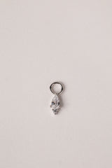 Charm Only- Single Clear Silver- Sterling Silver