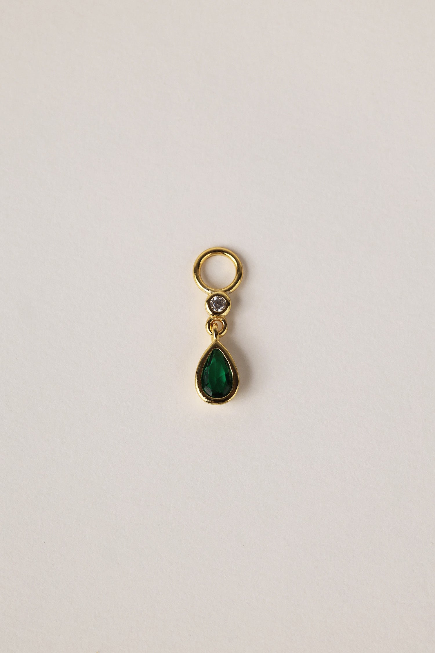 Charm Only- Green Bezel Gold- Sterling Silver