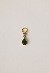 Charm Only- Green Bezel Gold- Sterling Silver