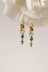 Green 3 Teardrop Dangle Gold earring Stacks