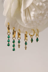 Green 3 Teardrop Dangle Gold earring Stacks