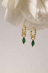 Green 3 Teardrop Dangle Gold earring Stacks