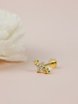 Tiny Clover Screw Flat Back Helix Stud Earring Gold- 1 piece
