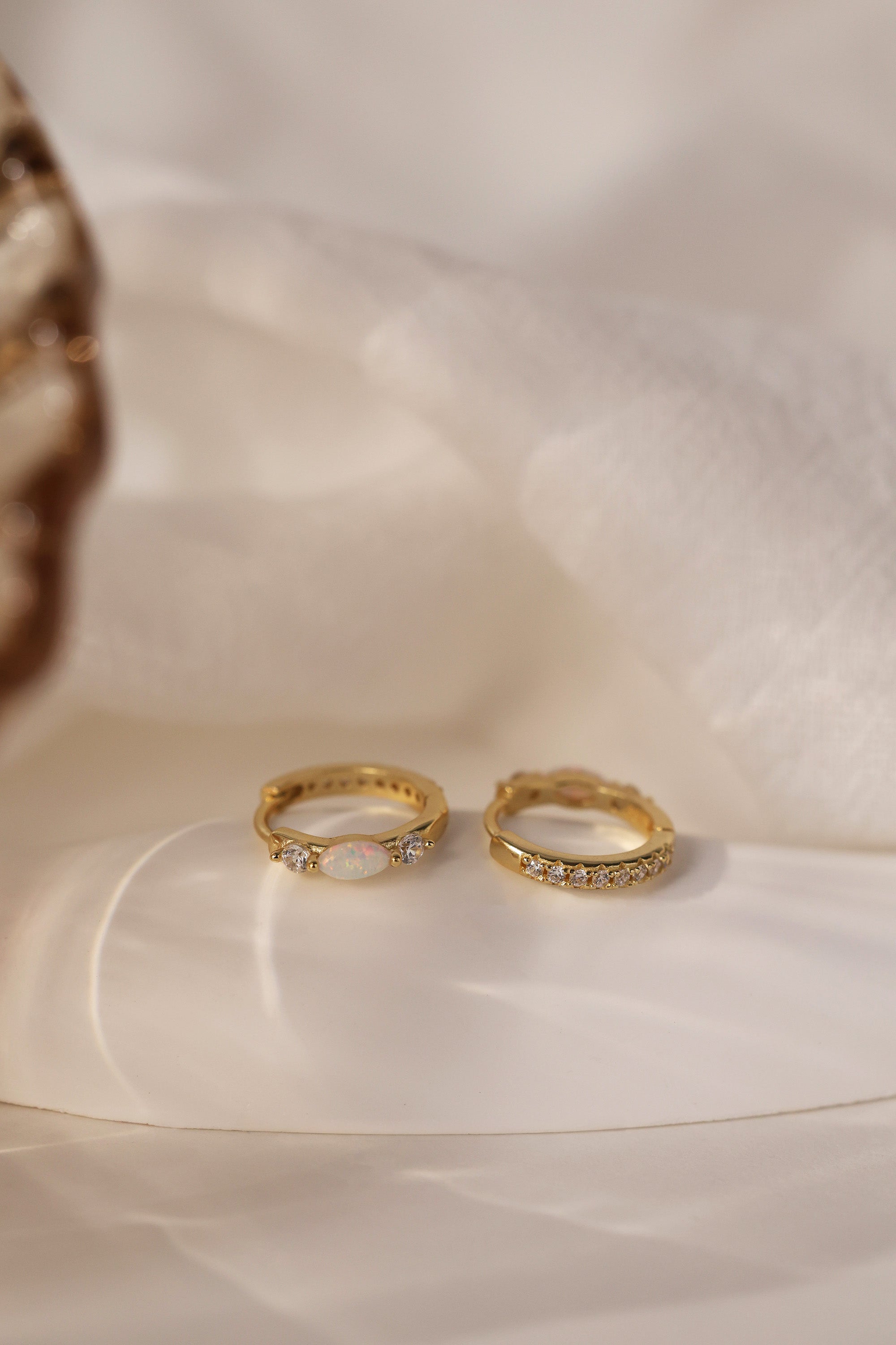 sterling silver opal gold hoop earrings