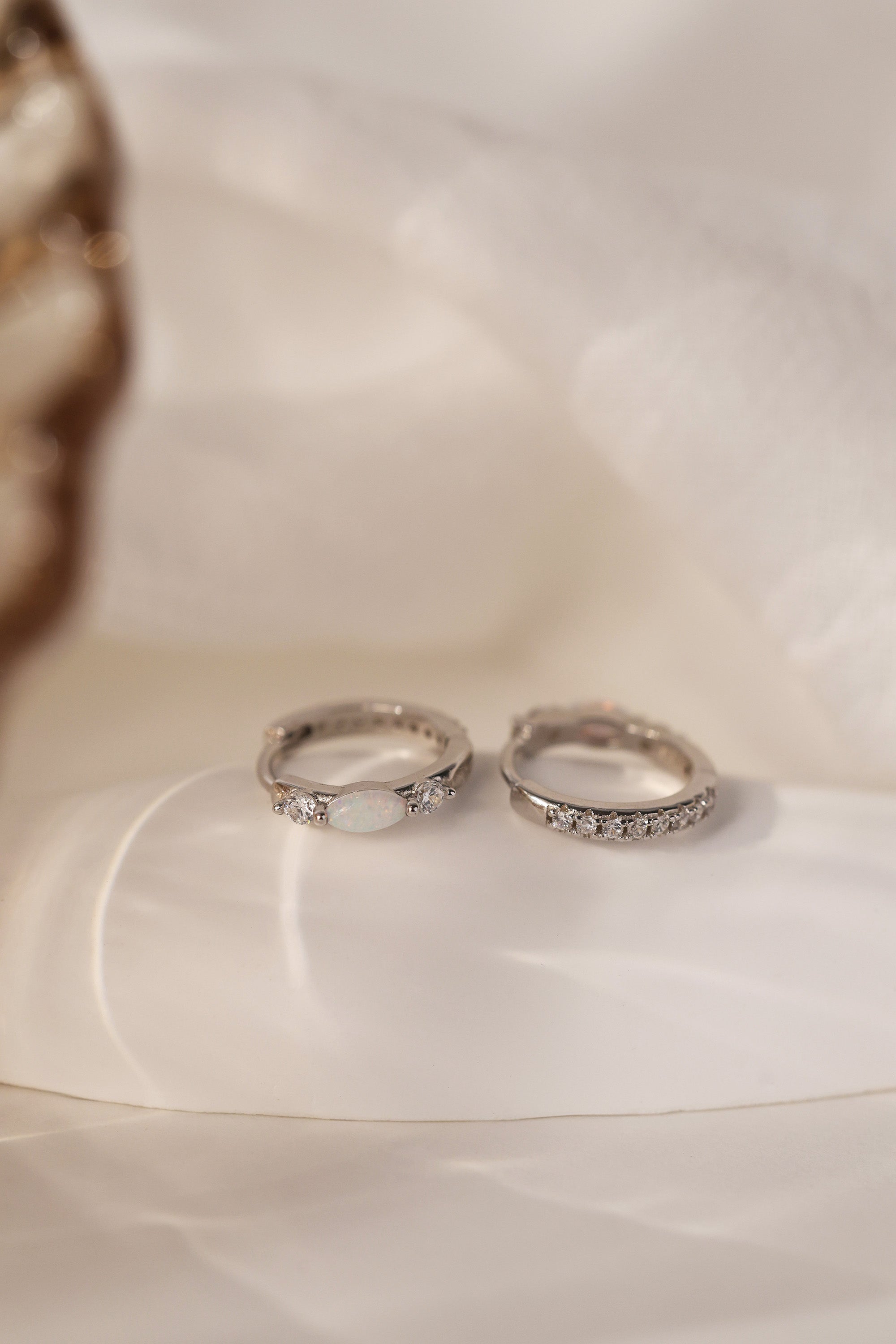 opal sterling silver hoop earrings